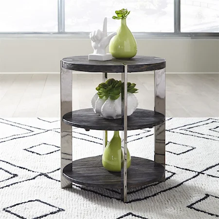 Contemporary Chairside Table with Metal Legs